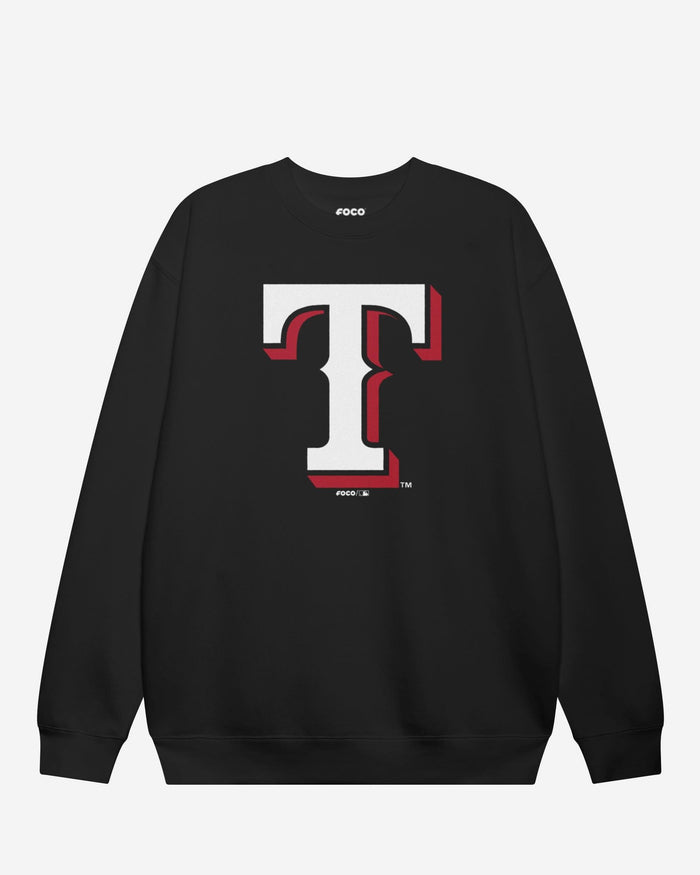 Texas Rangers Primary Logo Crew Neck Sweatshirt FOCO Black S - FOCO.com