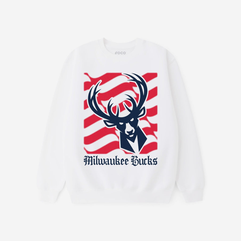 Milwaukee Bucks American Heritage Wordmark Crew Neck Sweatshirt FOCO S - FOCO.com