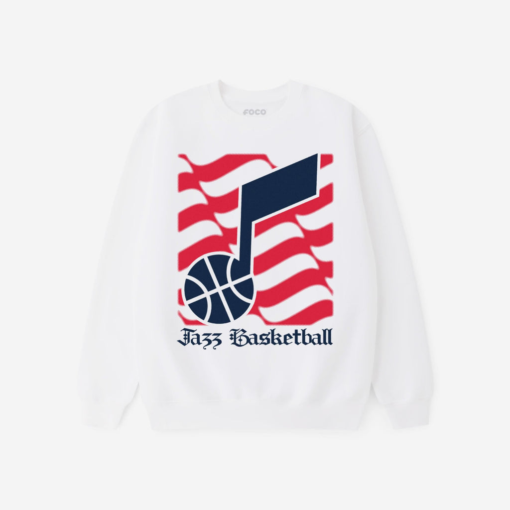 Utah Jazz American Heritage Wordmark Crew Neck Sweatshirt FOCO S - FOCO.com