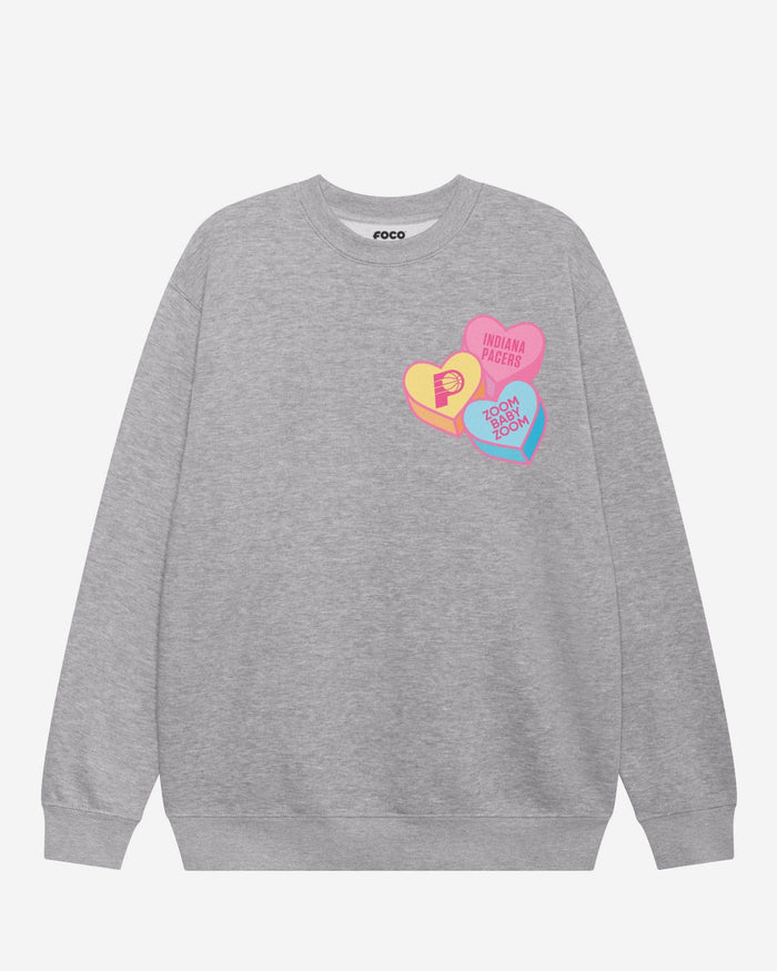 Indiana Pacers Candy Heart Crew Neck Sweatshirt FOCO Athletic Heather S - FOCO.com