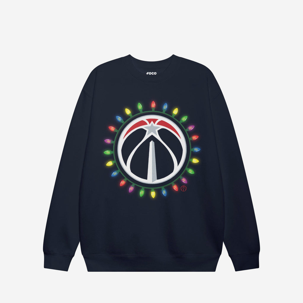 Washington Wizards Primary Logo Holiday Lights Crew Neck Sweatshirt FOCO S - FOCO.com