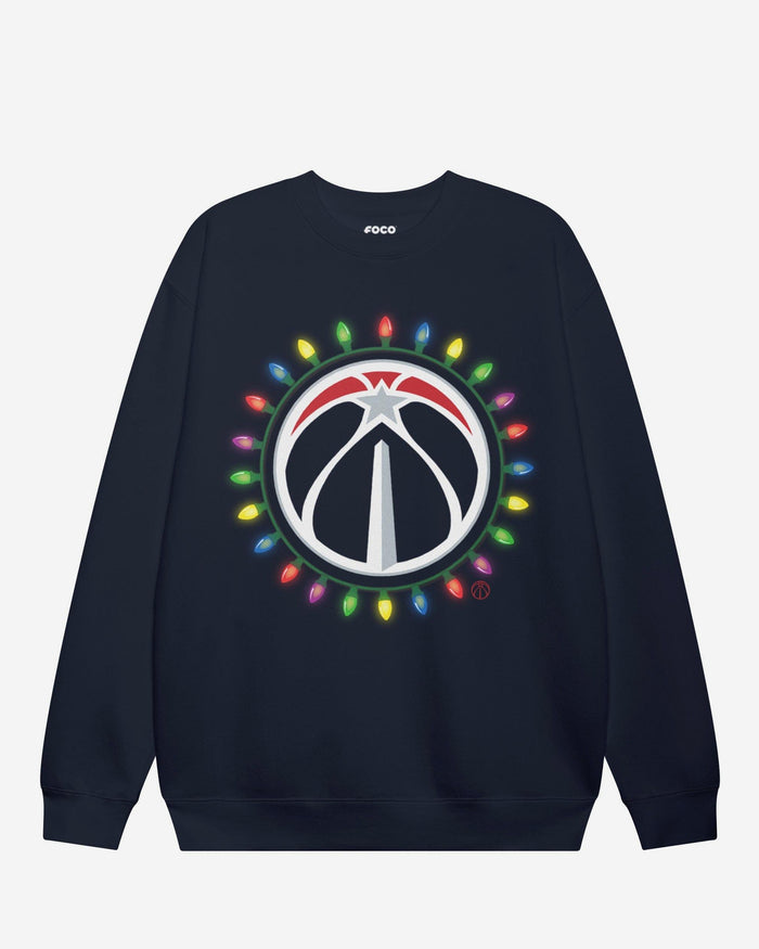 Washington Wizards Primary Logo Holiday Lights Crew Neck Sweatshirt FOCO S - FOCO.com