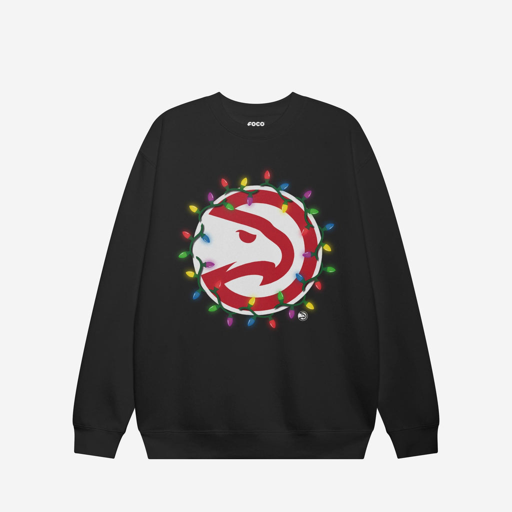 Atlanta Hawks Primary Logo Holiday Lights Crew Neck Sweatshirt FOCO S - FOCO.com