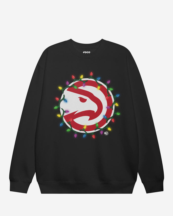 Atlanta Hawks Primary Logo Holiday Lights Crew Neck Sweatshirt FOCO S - FOCO.com