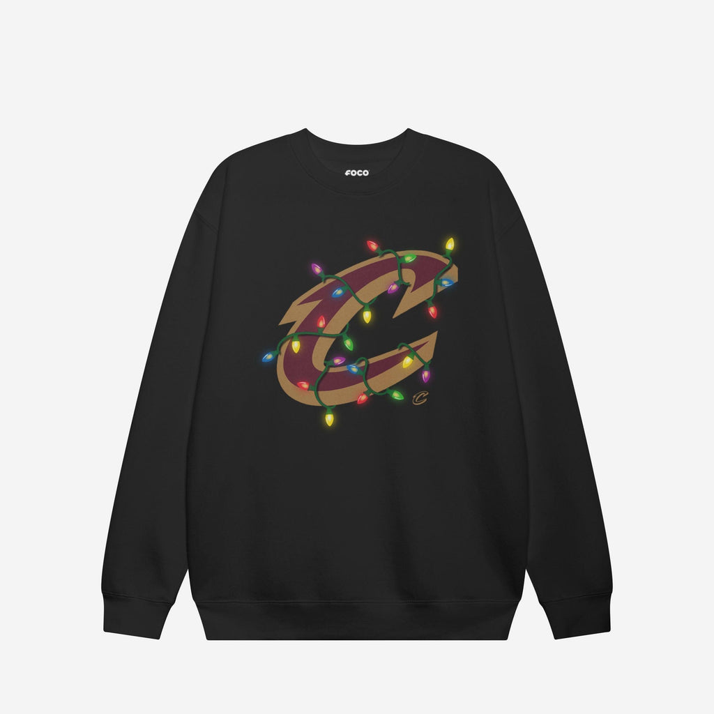 Cleveland Cavaliers Primary Logo Holiday Lights Crew Neck Sweatshirt FOCO S - FOCO.com