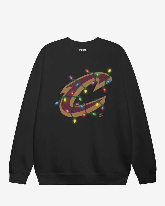 Cleveland Cavaliers Primary Logo Holiday Lights Crew Neck Sweatshirt FOCO S - FOCO.com