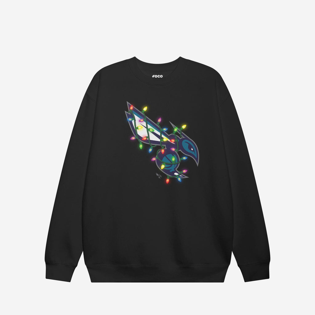 Charlotte Hornets Primary Logo Holiday Lights Crew Neck Sweatshirt FOCO S - FOCO.com