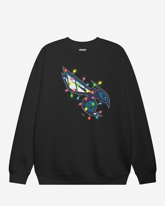 Charlotte Hornets Primary Logo Holiday Lights Crew Neck Sweatshirt FOCO S - FOCO.com