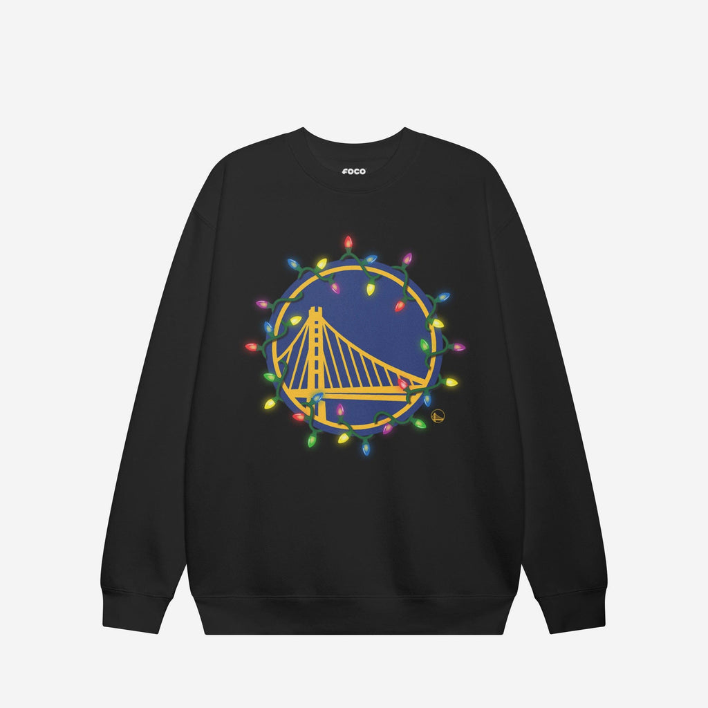Golden State Warriors Primary Logo Holiday Lights Crew Neck Sweatshirt FOCO S - FOCO.com