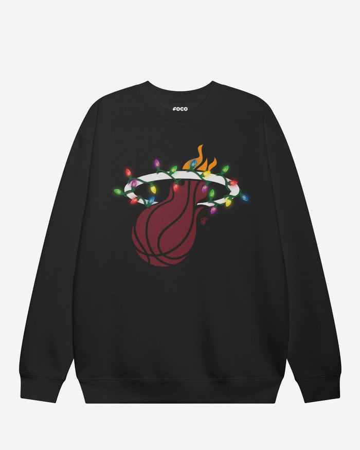 Miami Heat Primary Logo Holiday Lights Crew Neck Sweatshirt FOCO S - FOCO.com