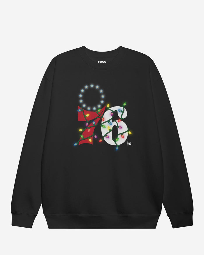 Philadelphia 76ers Primary Logo Holiday Lights Crew Neck Sweatshirt FOCO S - FOCO.com