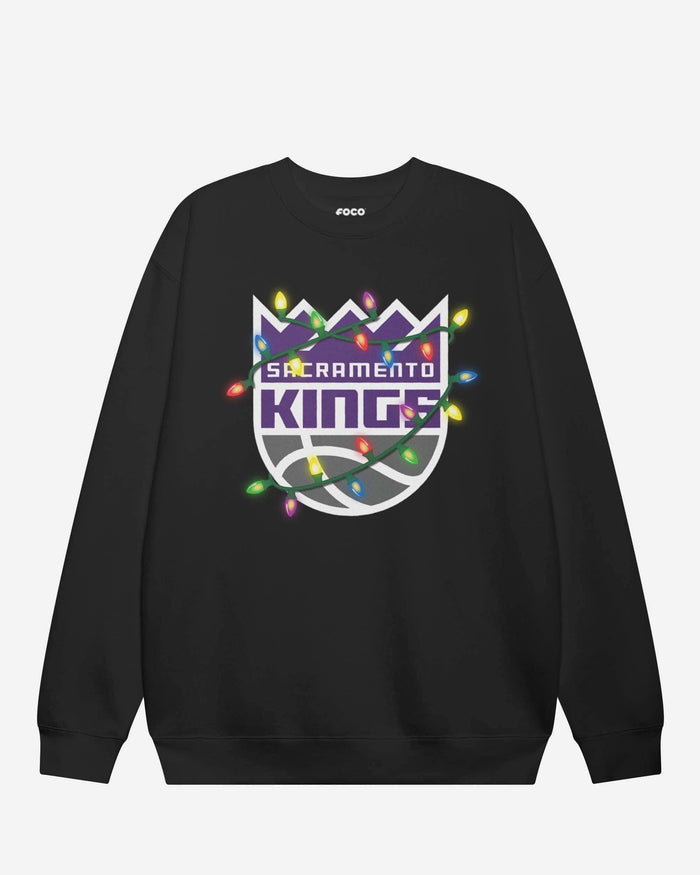 Sacramento Kings Primary Logo Holiday Lights Crew Neck Sweatshirt FOCO S - FOCO.com
