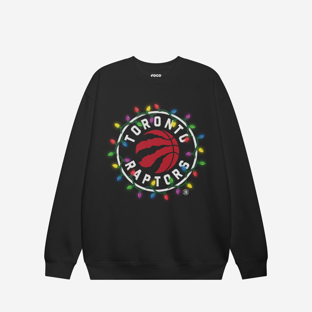 Toronto Raptors Primary Logo Holiday Lights Crew Neck Sweatshirt FOCO S - FOCO.com