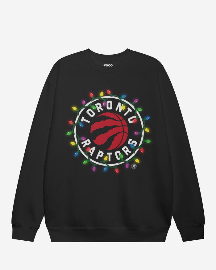 Toronto Raptors Primary Logo Holiday Lights Crew Neck Sweatshirt FOCO S - FOCO.com
