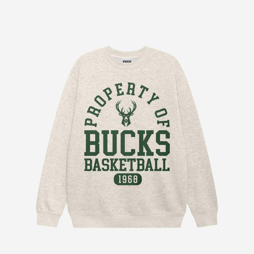 Milwaukee Bucks Property Of Crew Neck Sweatshirt FOCO S - FOCO.com