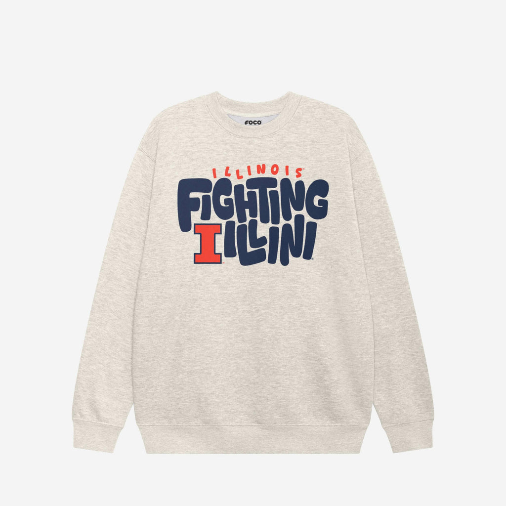 Illinois Fighting Illini Bubble Crew Neck Sweatshirt FOCO S - FOCO.com