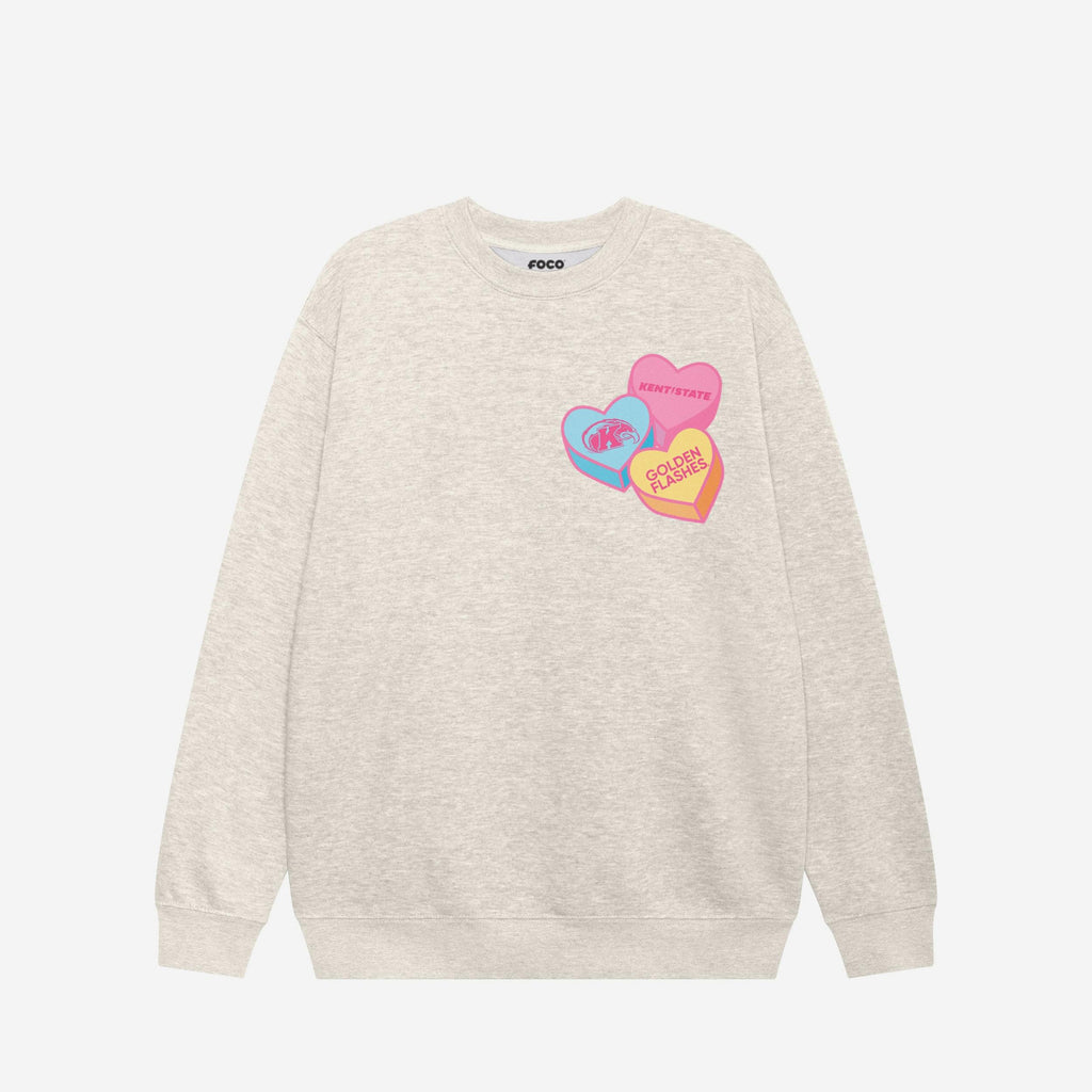 Kent State Golden Flashes Candy Heart Crew Neck Sweatshirt FOCO Oatmeal Heather S - FOCO.com