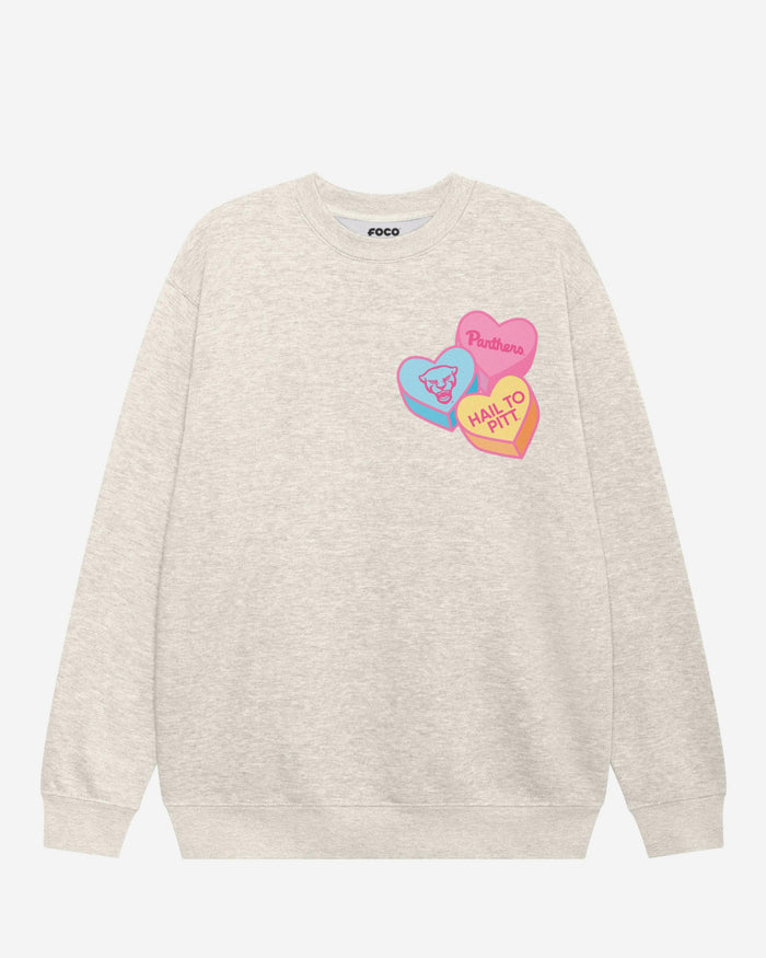 Pittsburgh Panthers Candy Heart Crew Neck Sweatshirt FOCO Oatmeal Heather S - FOCO.com