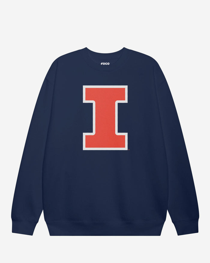 Illinois Fighting Illini Primary Logo Crew Neck Sweatshirt FOCO Navy S - FOCO.com