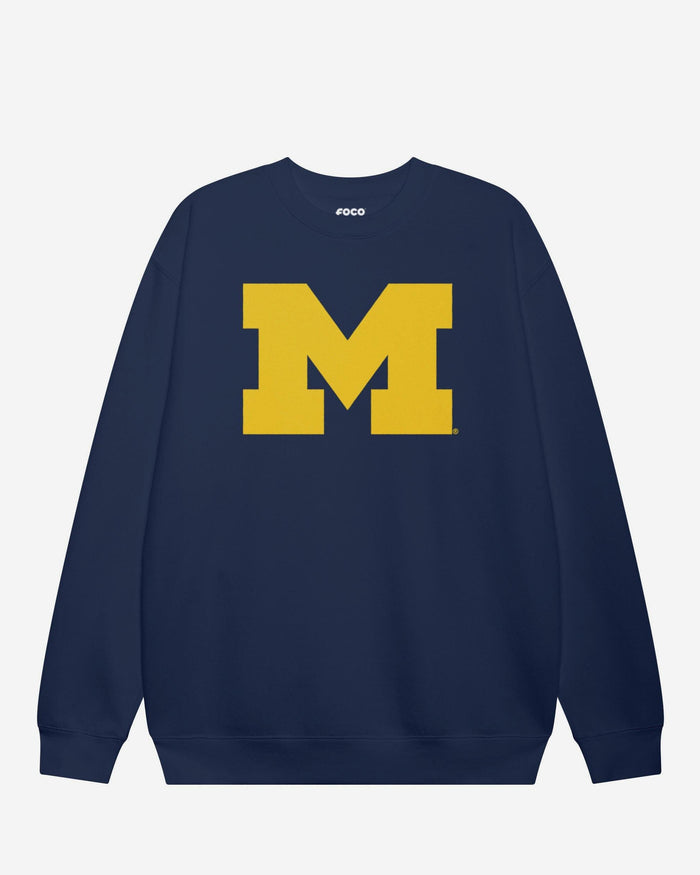 Michigan Wolverines Primary Logo Crew Neck Sweatshirt FOCO Navy S - FOCO.com