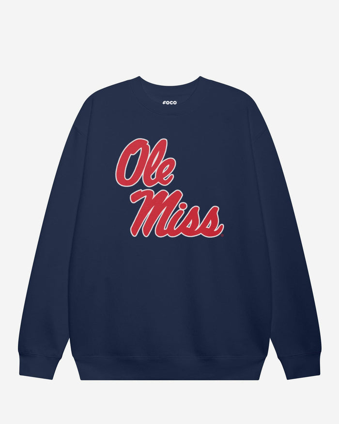 Ole Miss Rebels Primary Logo Crew Neck Sweatshirt FOCO Navy S - FOCO.com