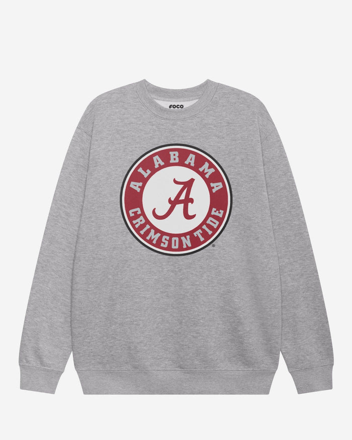 Alabama Crimson Tide Primary Logo Crew Neck Sweatshirt FOCO Athletic Heather S - FOCO.com