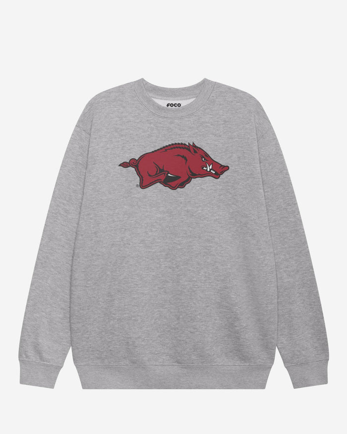 Arkansas Razorbacks Primary Logo Crew Neck Sweatshirt FOCO Athletic Heather S - FOCO.com