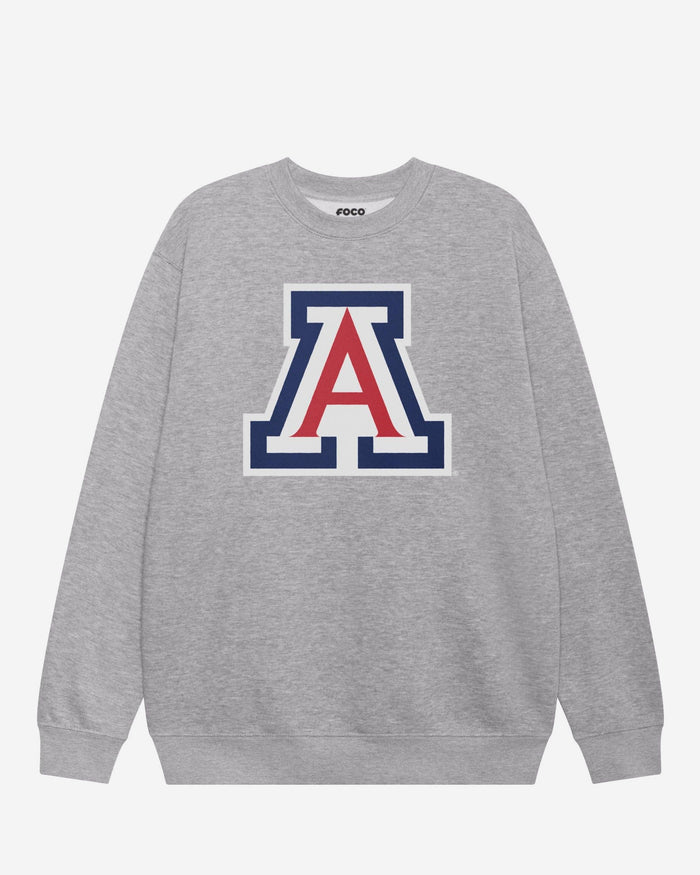 Arizona Wildcats Primary Logo Crew Neck Sweatshirt FOCO Athletic Heather S - FOCO.com