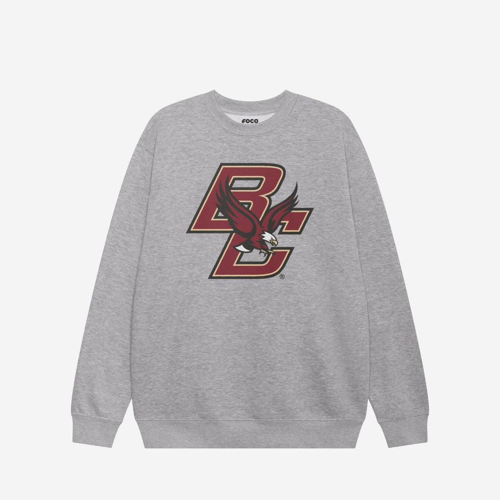 Boston College Eagles Primary Logo Crew Neck Sweatshirt FOCO Athletic Heather S - FOCO.com