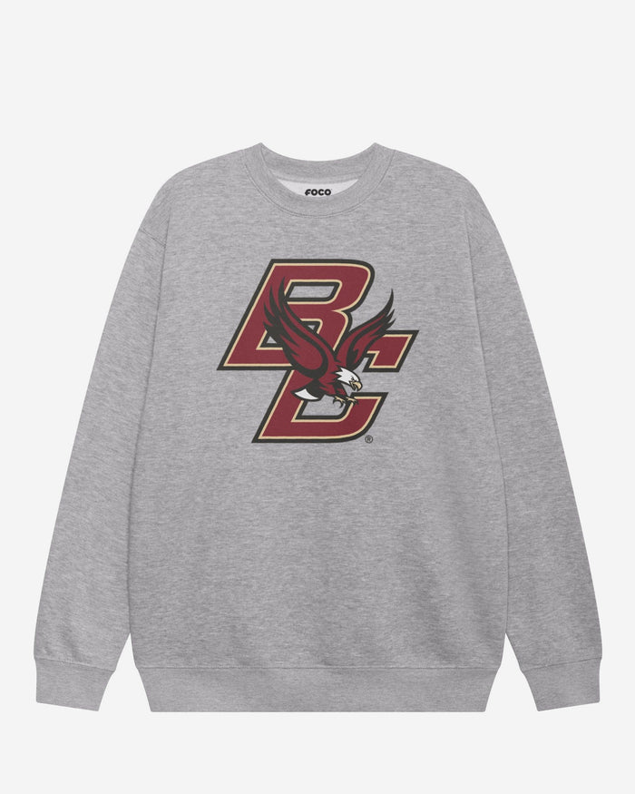 Boston College Eagles Primary Logo Crew Neck Sweatshirt FOCO Athletic Heather S - FOCO.com