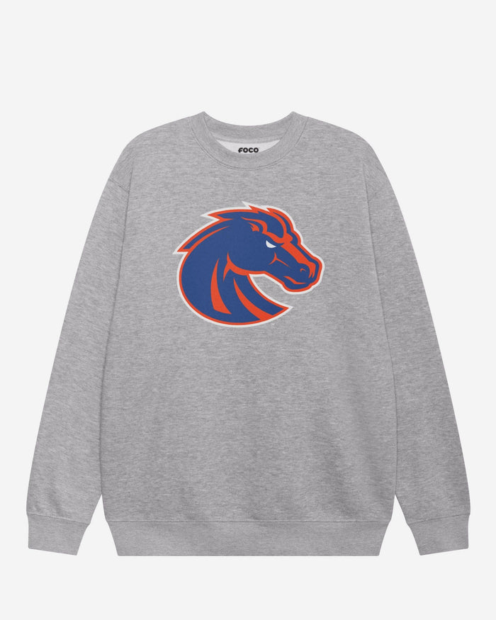 Boise State Broncos Primary Logo Crew Neck Sweatshirt FOCO Athletic Heather S - FOCO.com