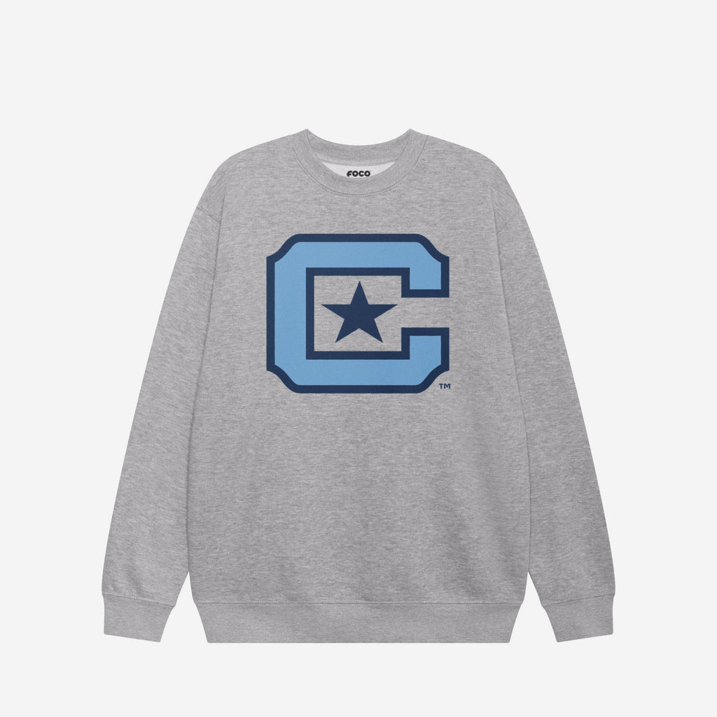Citadel Bulldogs Primary Logo Crew Neck Sweatshirt FOCO Athletic Heather S - FOCO.com