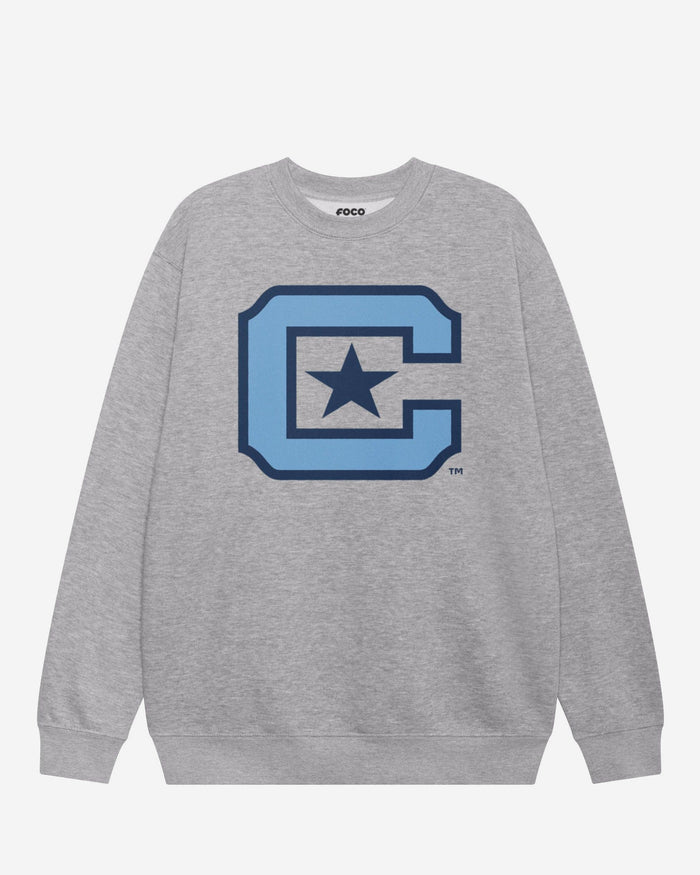 Citadel Bulldogs Primary Logo Crew Neck Sweatshirt FOCO Athletic Heather S - FOCO.com