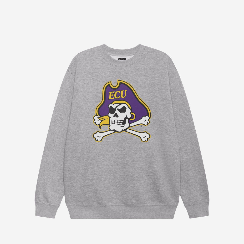 East Carolina Pirates Primary Logo Crew Neck Sweatshirt FOCO Athletic Heather S - FOCO.com
