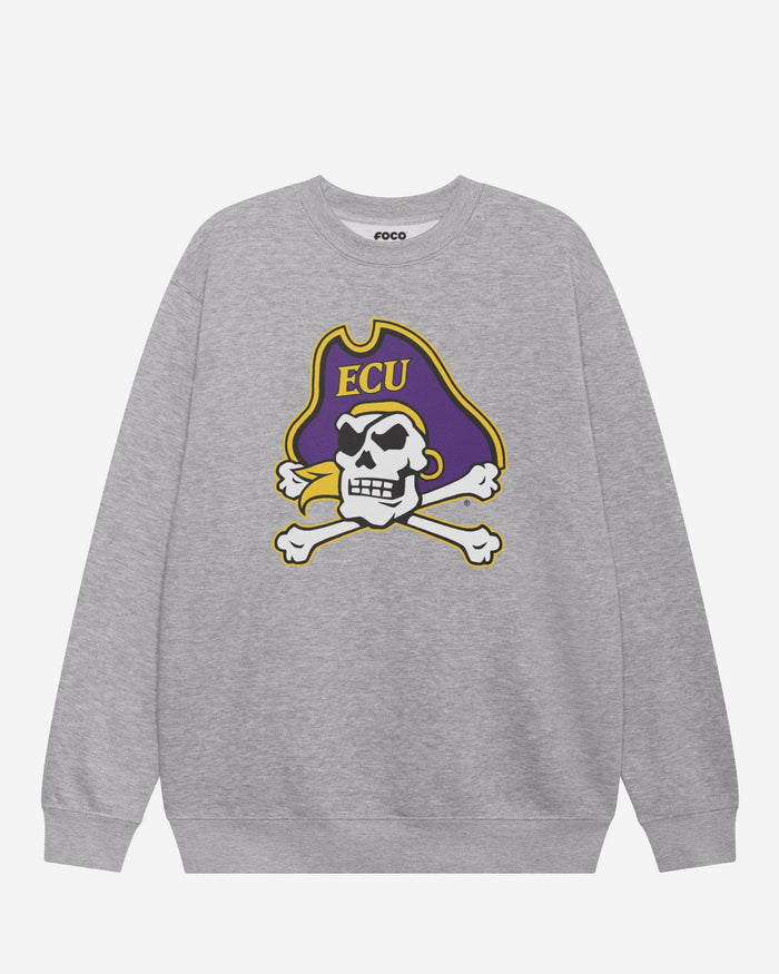 East Carolina Pirates Primary Logo Crew Neck Sweatshirt FOCO Athletic Heather S - FOCO.com