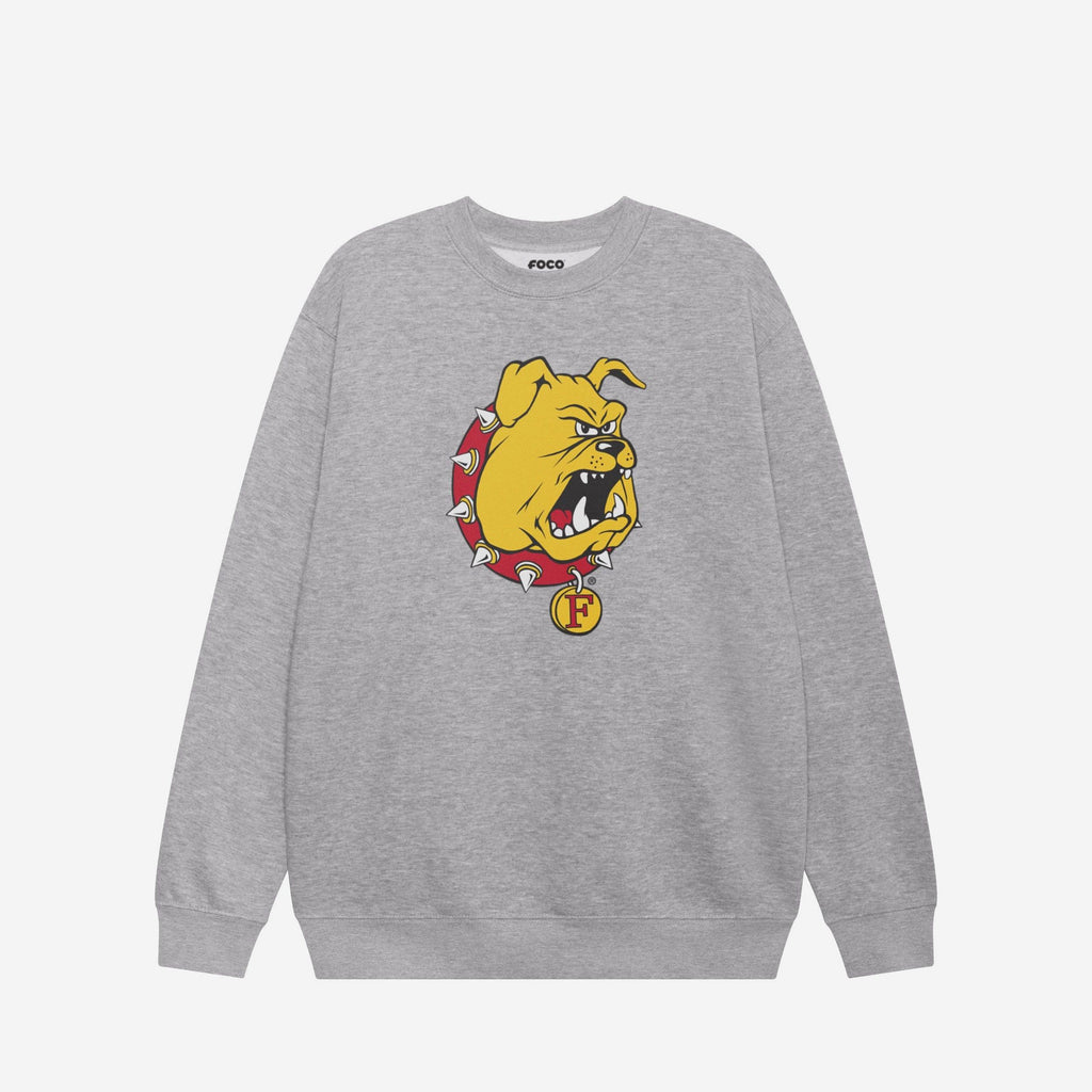 Ferris State Bulldogs Primary Logo Crew Neck Sweatshirt FOCO Athletic Heather S - FOCO.com