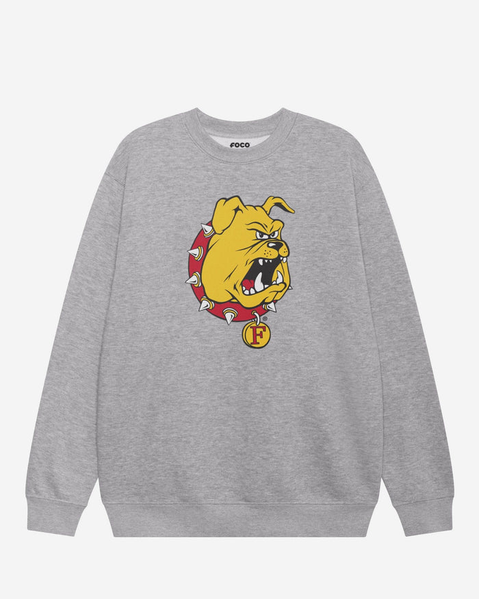 Ferris State Bulldogs Primary Logo Crew Neck Sweatshirt FOCO Athletic Heather S - FOCO.com