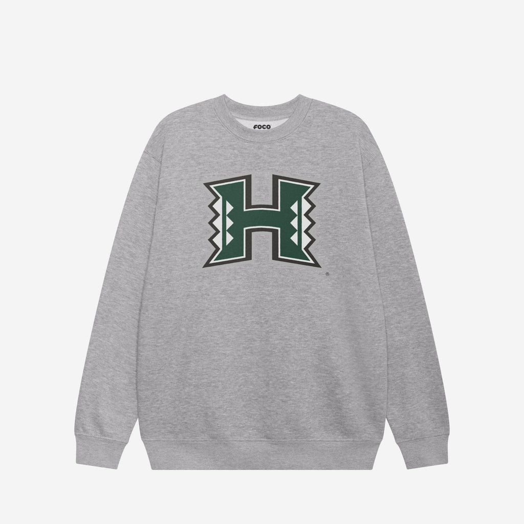 Hawaii Rainbow Warriors Primary Logo Crew Neck Sweatshirt FOCO Athletic Heather S - FOCO.com