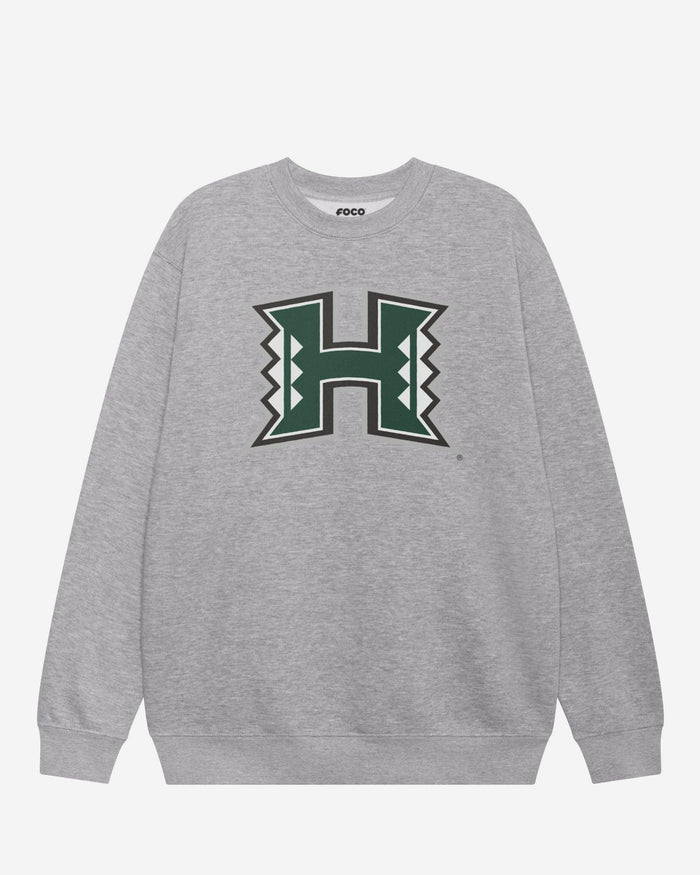 Hawaii Rainbow Warriors Primary Logo Crew Neck Sweatshirt FOCO Athletic Heather S - FOCO.com