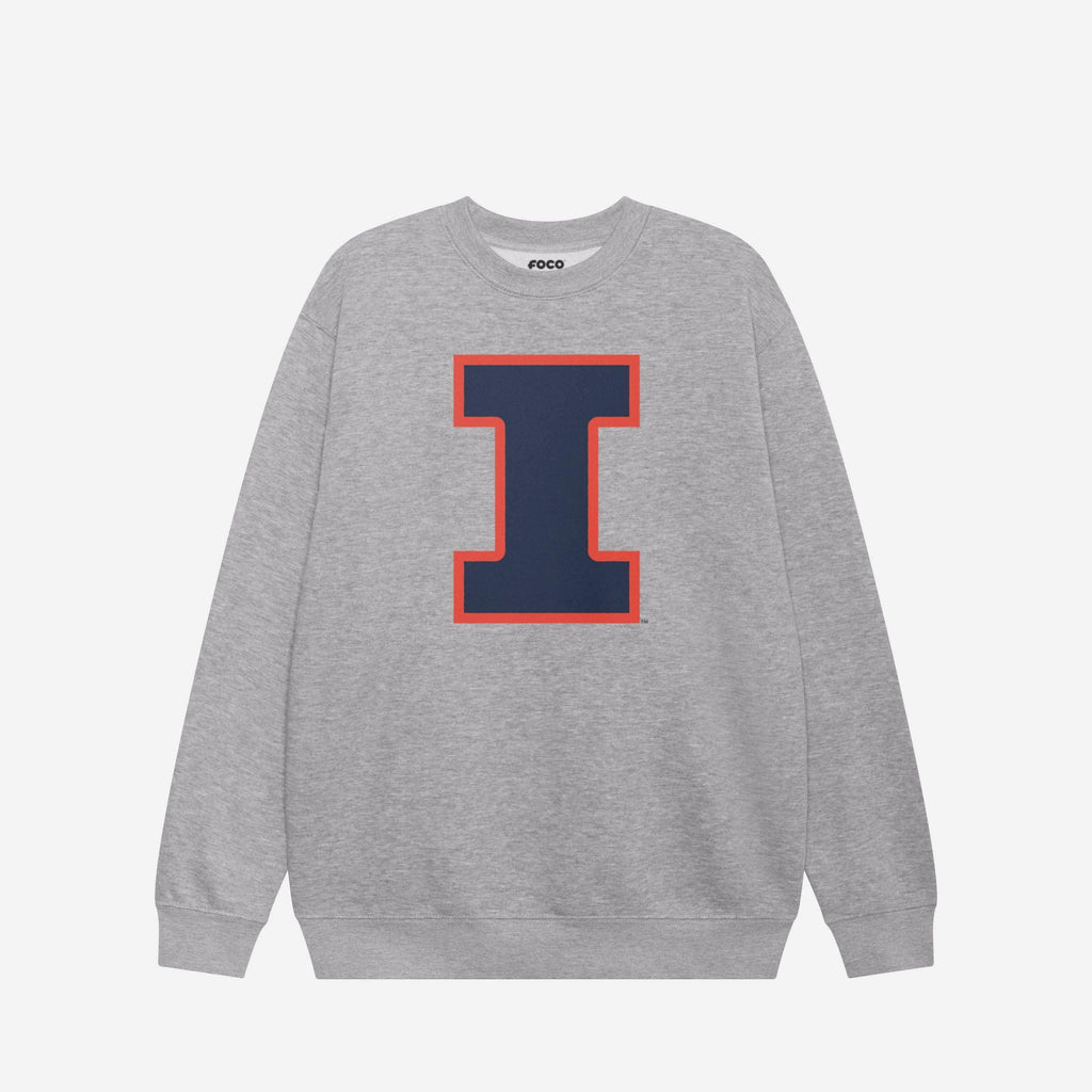 Illinois Fighting Illini Primary Logo Crew Neck Sweatshirt FOCO Athletic Heather S - FOCO.com