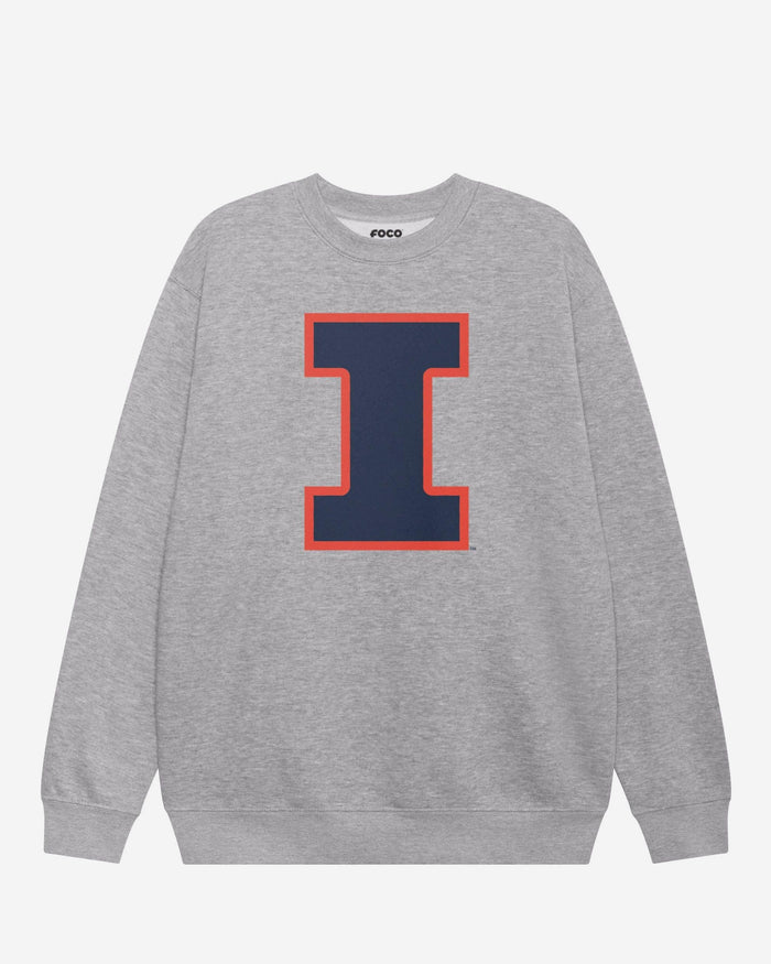 Illinois Fighting Illini Primary Logo Crew Neck Sweatshirt FOCO Athletic Heather S - FOCO.com