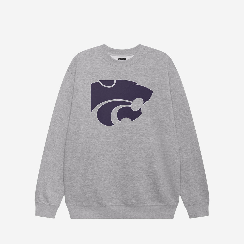 Kansas State Wildcats Primary Logo Crew Neck Sweatshirt FOCO Athletic Heather S - FOCO.com