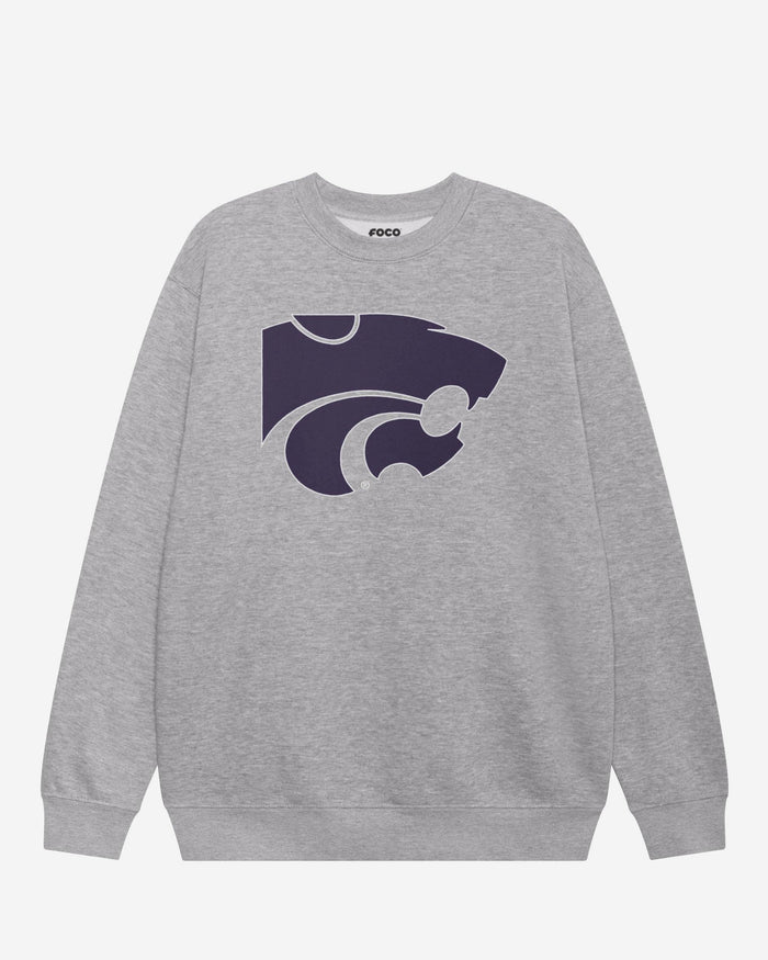 Kansas State Wildcats Primary Logo Crew Neck Sweatshirt FOCO Athletic Heather S - FOCO.com