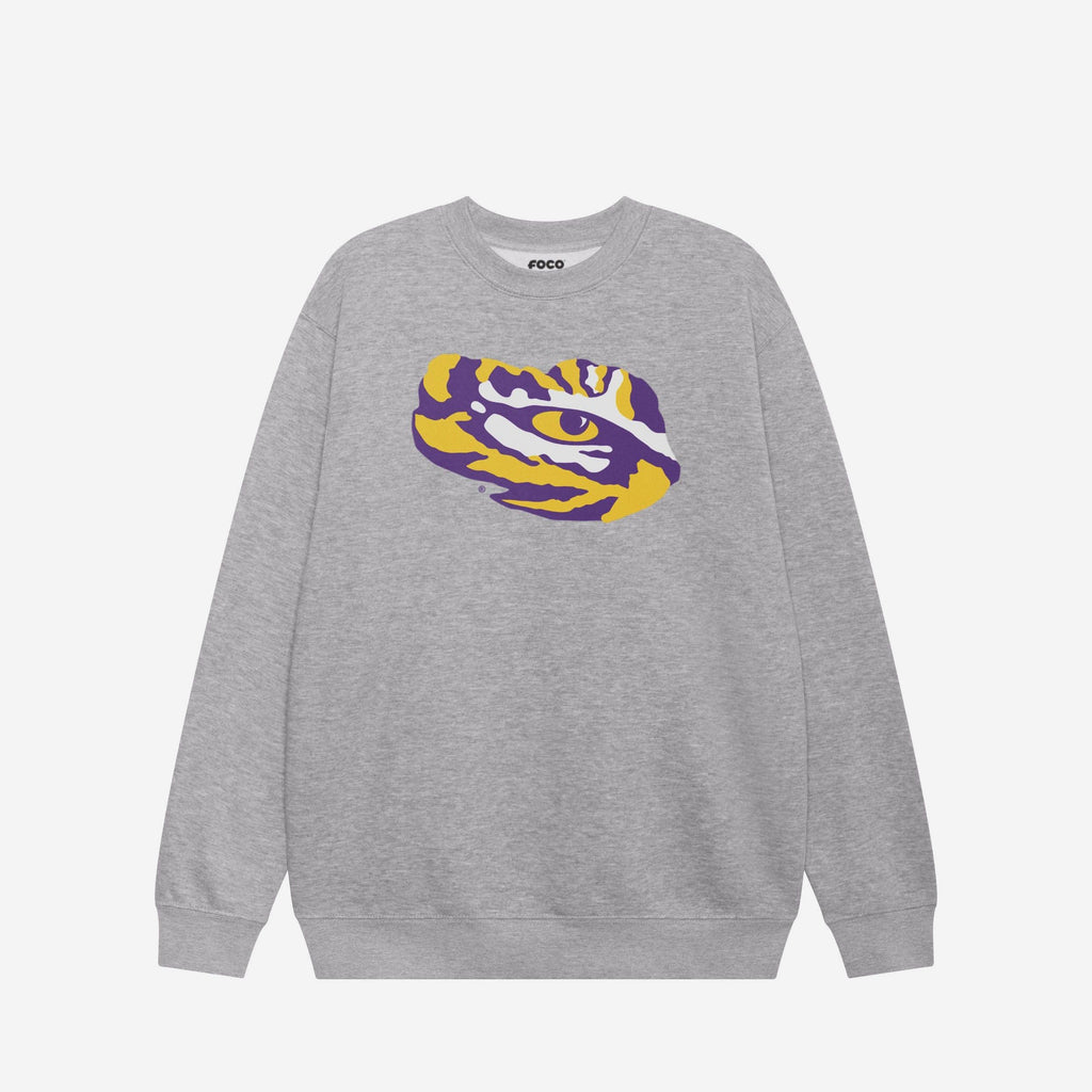 LSU Tigers Primary Logo Crew Neck Sweatshirt FOCO Athletic Heather S - FOCO.com