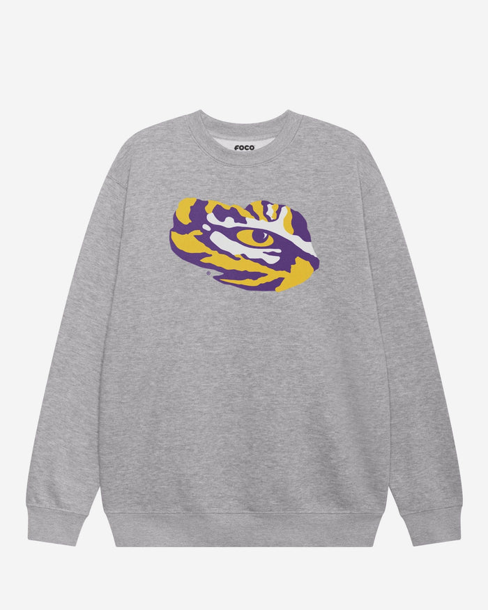 LSU Tigers Primary Logo Crew Neck Sweatshirt FOCO Athletic Heather S - FOCO.com