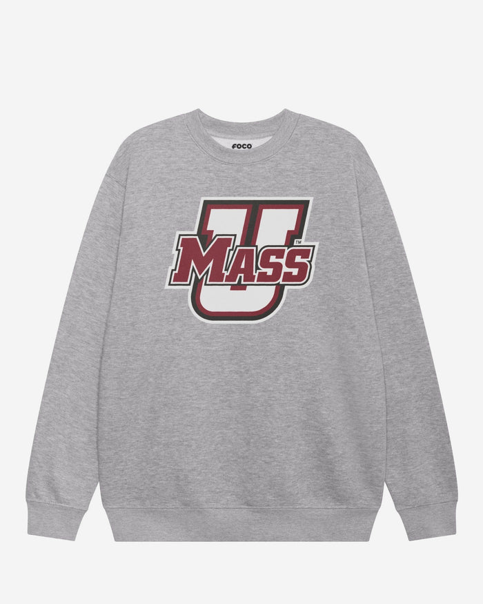 UMass Minutemen Primary Logo Crew Neck Sweatshirt FOCO Athletic Heather S - FOCO.com