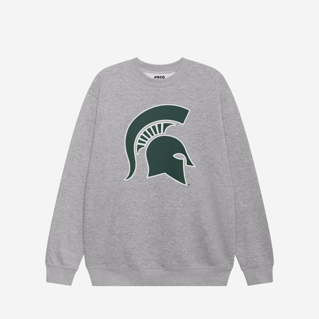 Michigan State Spartans Primary Logo Crew Neck Sweatshirt FOCO Athletic Heather S - FOCO.com