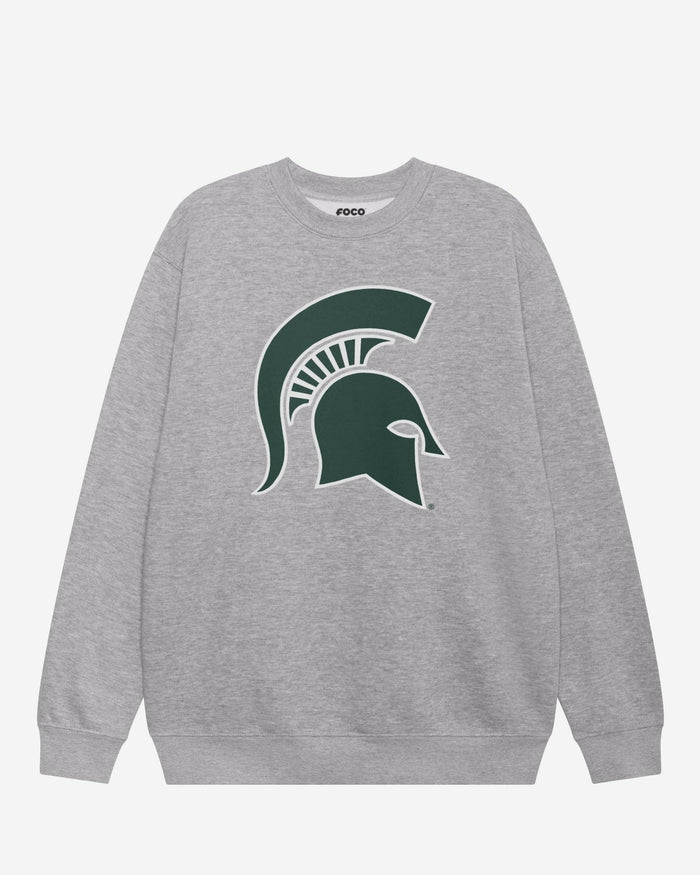 Michigan State Spartans Primary Logo Crew Neck Sweatshirt FOCO Athletic Heather S - FOCO.com