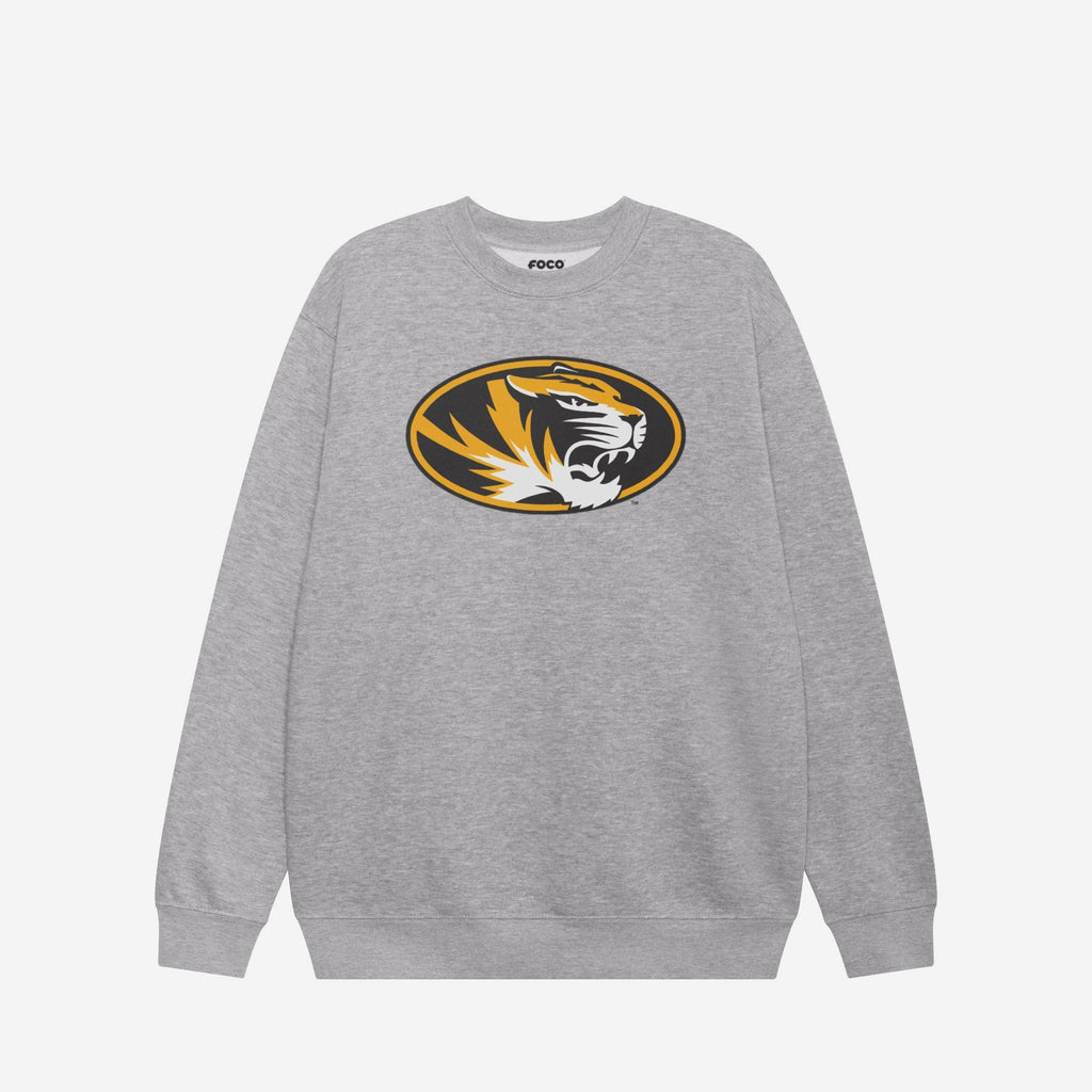 Missouri Tigers Primary Logo Crew Neck Sweatshirt FOCO Athletic Heather S - FOCO.com