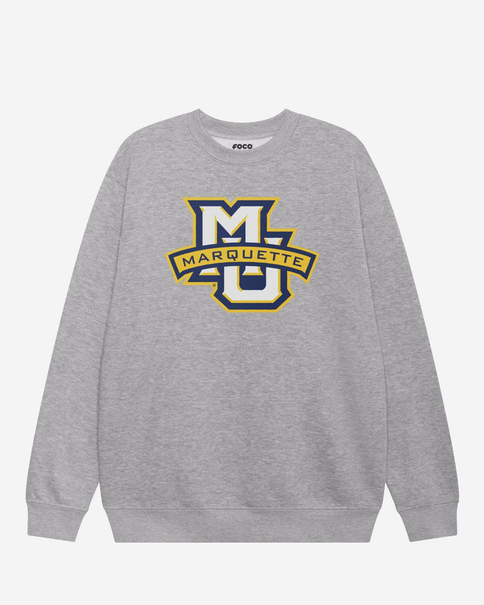 Marquette Golden Eagles Primary Logo Crew Neck Sweatshirt FOCO Athletic Heather S - FOCO.com